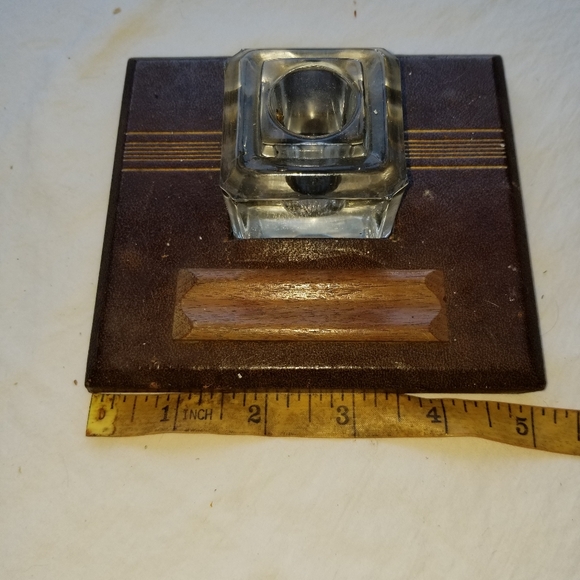 MCM leather & wood inkwell - Picture 4 of 6